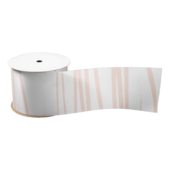Modern Blush Pink Lines Abstract Art  Satin Ribbon (Spool)