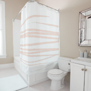 Modern Blush Pink Lines Abstract Art Shower Curtain