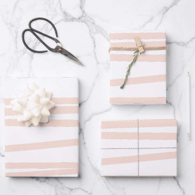 Modern Blush Pink Lines Abstract Art  Wrapping Paper Sheets (Front)
