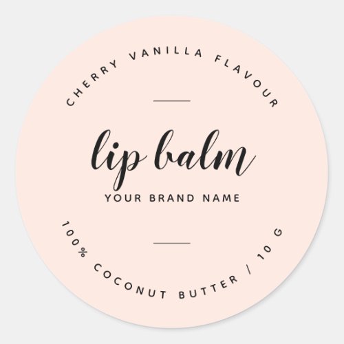 Modern blush pink lip balm label