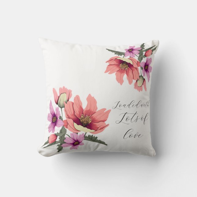 Modern blush pink long petel wildflower #3 throw pillow (Front)