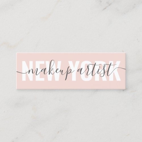 Modern blush pink makeup artist script signature mini business card