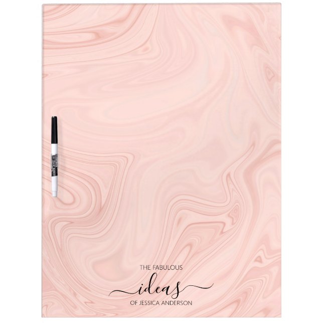 Modern blush pink marble name dry erase board (Front)