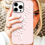 Modern Blush Pink Minimal Script Name iPhone 16 Pro Max Case<br><div class="desc">Embrace modern minimalism with this sleek Blush Pink Minimalist Script Name iPhone 16 Pro Max Case. This chic design features your name elegantly displayed in a flowing script against a blush pink backdrop, creating a look that's both understated and personalized. Perfect for those who appreciate clean lines, simple sophistication, and...</div>