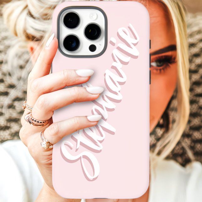 Modern Blush Pink Minimal Script Name Iphone Case (Creator Uploaded)