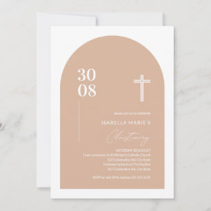 Modern Blush Pink Minimalist Arch Christening Invitation