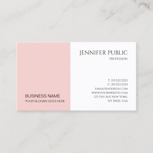 Modern Blush Pink Minimalist Elegant Company Business Card