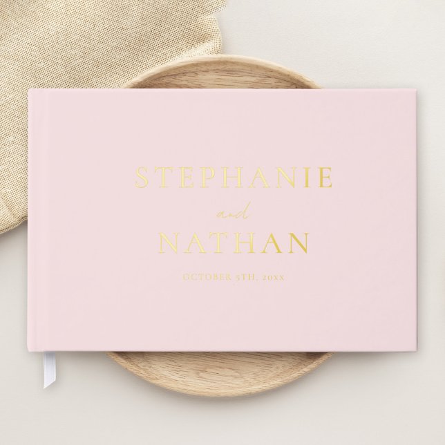 Modern Blush Pink Minimalist Gold Foil Wedding Foil Guest Book (Creator Uploaded)