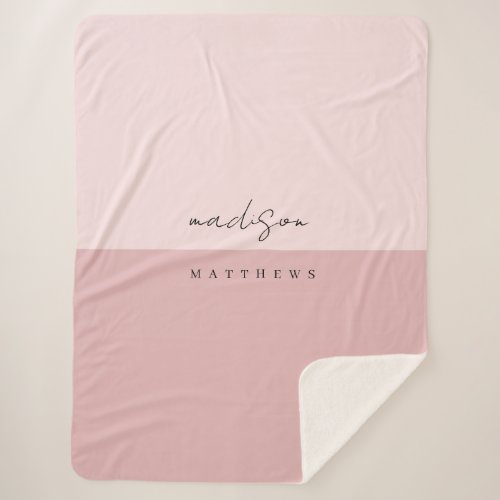 Modern blush pink minimalist handwritten script Sherpa Blanket
