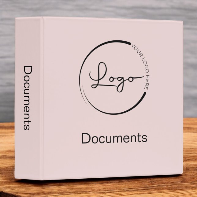 Modern Blush Pink Minimalist Logo Professional 3 Ring Binder (Creator Uploaded)