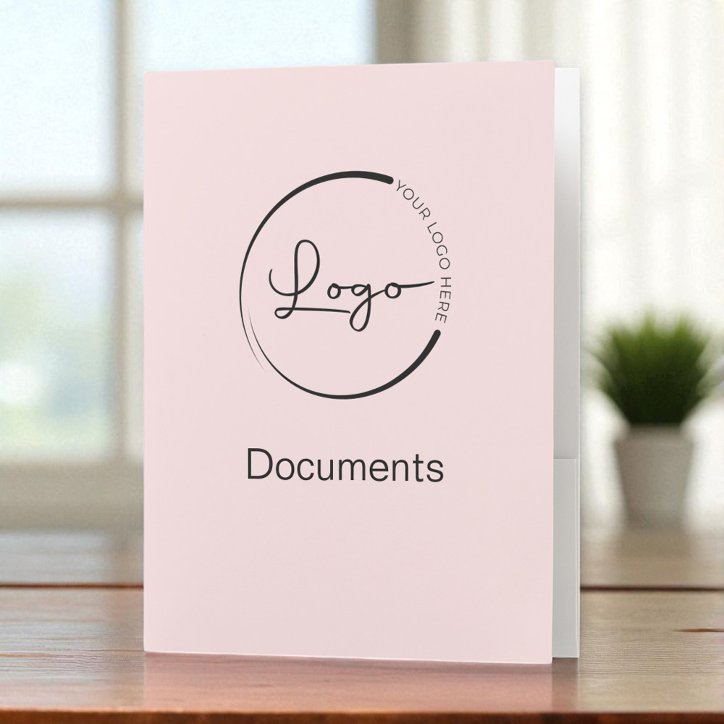 Modern Blush Pink Minimalist Logo Professional Pocket Folder
