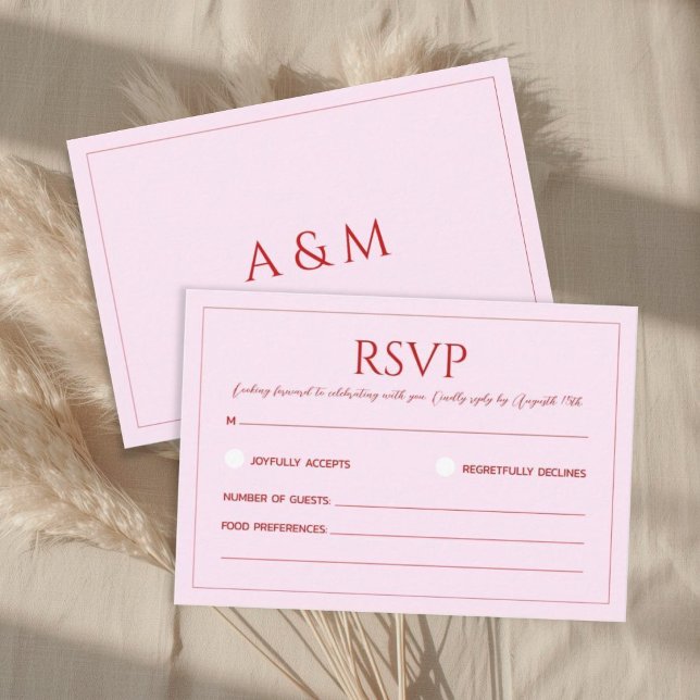 Modern blush pink minimalist wedding RSVP card (Creator Uploaded)