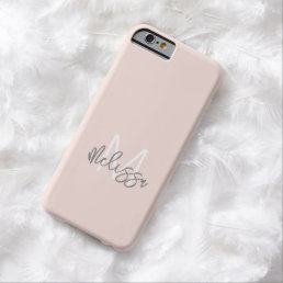 Modern Blush Pink Monogram Initial Script Name Barely There iPhone 6 Case