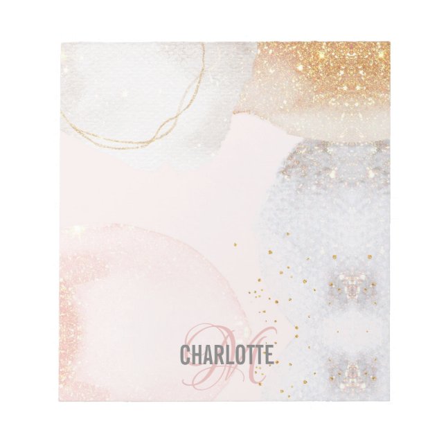 Modern blush pink monogram name abstract  notepad (Front)