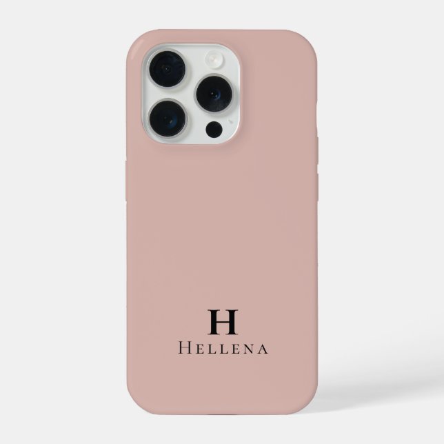 Modern Blush Pink Monogram Name Iphone Case (Back)