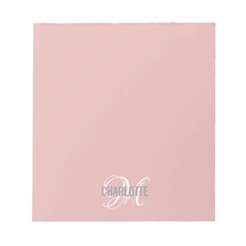 Modern blush pink monogram name notepad