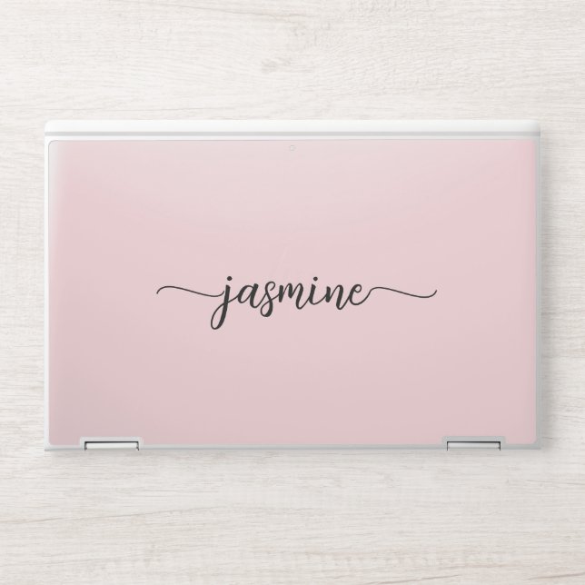 Modern Blush Pink Monogram Name Signature Glam HP  HP Laptop Skin (Front)