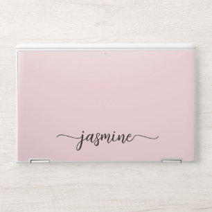 Modern Blush Pink Monogram Name Signature Glam HP Laptop Skin
