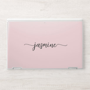 Modern Blush Pink Monogram Name Signature Glam HP  Laptop Skin