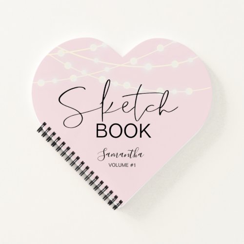 Modern Blush Pink Monogram Name Sketch pad Notebook