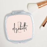 Modern Blush Pink Monogram Personalized Compact Mirror<br><div class="desc">Add a personal touch to your everyday look with this modern monogram compact mirror. Featuring your name in an elegant script font,  this compact mirror is the perfect accessory for any occasion. Keep your makeup looking fresh and your style on-point with this sleek monogram compact mirror.</div>