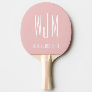 Modern Blush Pink Monogram Ping Pong Paddle