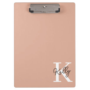 Modern Blush Pink Monogram Script Clipboard