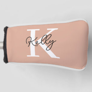 Modern Blush Pink Monogram Script Golf Head Cover
