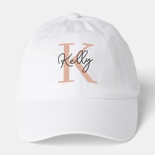 Modern Blush Pink Monogram Script Hat