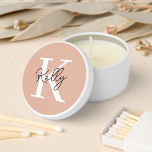 Modern Blush Pink Monogram Script Mini Candle Favors
