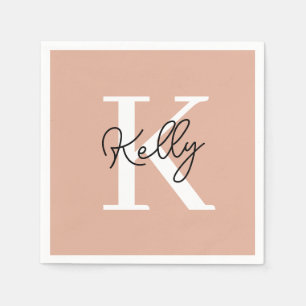Modern Blush Pink Monogram Script Napkins