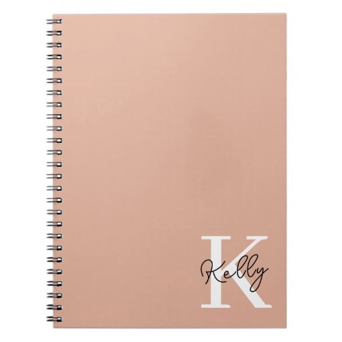 Modern Blush Pink Monogram Script Notebook