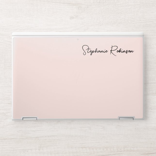 Modern Blush Pink Monogram Script Personalized HP Laptop Skin (Front)