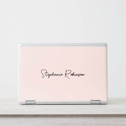 Modern Blush Pink Monogram Script Personalized HP Laptop Skin