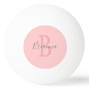 Modern Blush Pink Monogram Script Personalized Ping Pong Ball