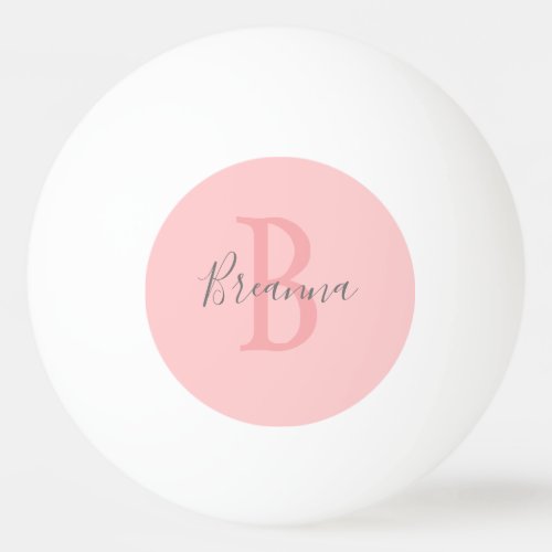 Modern Blush Pink Monogram Script Personalized Ping Pong Ball