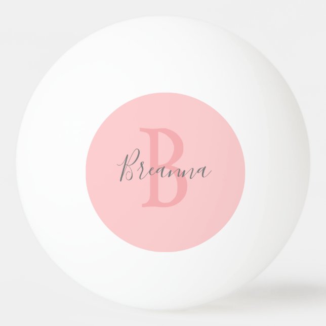 Modern Blush Pink Monogram Script Personalized Ping Pong Ball (Front)