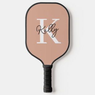 Modern Blush Pink Monogram Script Pickleball Paddle