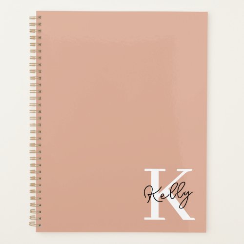Modern Blush Pink Monogram Script Planner