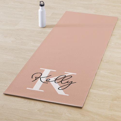 Modern Blush Pink Monogram Script Yoga Mat