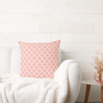 Modern Blush Pink Moroccan Quatrefoil Pattern Throw Pillow by plushpillows at Zazzle