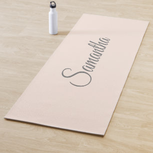 Modern Blush Pink Name Yoga Mat