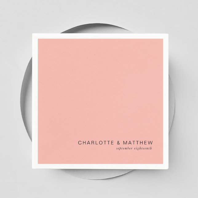 Modern blush-pink napkins (Customer specific, beautiful, modern, minimal, blush-pink, wedding napkins.)