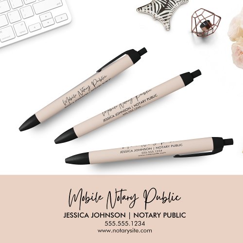 Modern Blush Pink Notary Business Promotional  Black Ink Pen