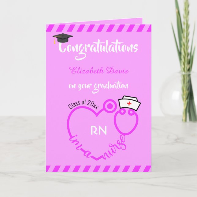 Modern Blush Pink Nurse Graduation Congratulations Card (Front)