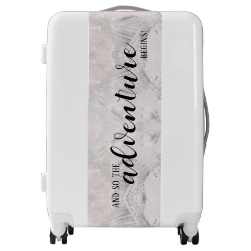 Modern Blush Pink Onyx Grey Adventure Begins Luggage