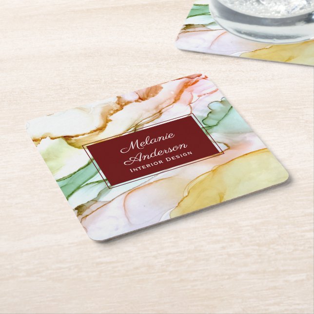 Modern Blush Pink Pastel Interior Design Square Paper Coaster (Angled)
