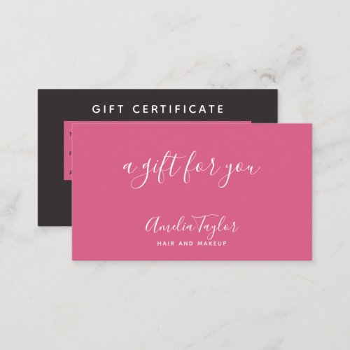 Modern blush pink peony gift business cards