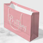 Modern Blush Pink Personalized Bridesmaid Proposal Large Gift Bag<br><div class="desc">Modern Personalized Bridesmaid Proposal Gift Bag
featuring personalized bridesmaid's name in white modern script font style with title in white modern sans serif font style on blush pink background.

Also perfect for maid of honor,  flower girl and more.</div>