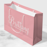 Modern Blush Pink Personalized Bridesmaid Proposal Large Gift Bag